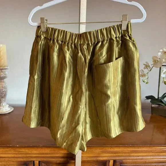 Atoir Sana Metallic Jacquard Satin Shorts Antique Gold Medium - Picture 3 of 4